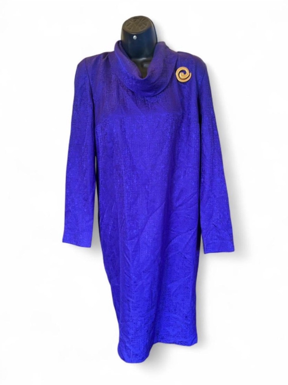 Electric Blue Cowl Neck Long Sleeve Dress